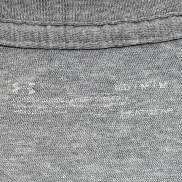 Under Armour Heat Gear Men's Medium Grey Loose Fit UA Logo Athletic Wear T-Shirt - Picture 10 of 12